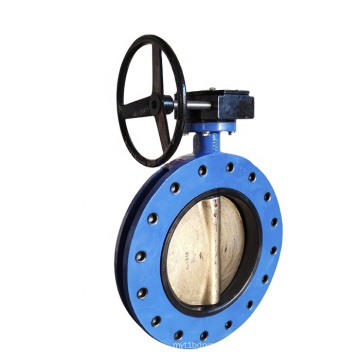 DIN Standard U Section Rubber Coate U Type Double Flanged Butterfly Valve with Gear Box